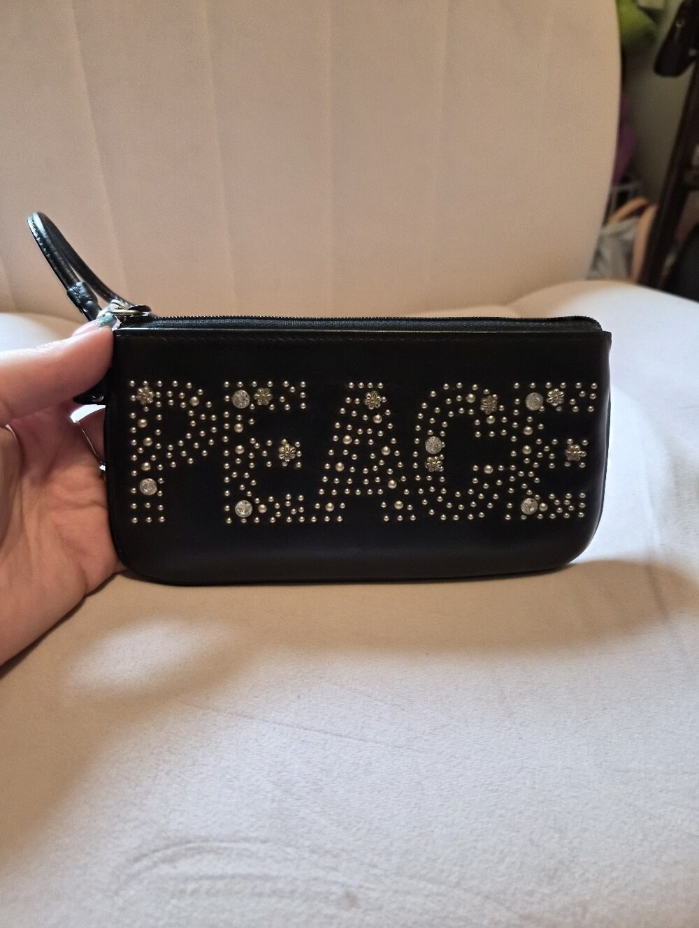 Brighton PEACE Studded Black Wristlet